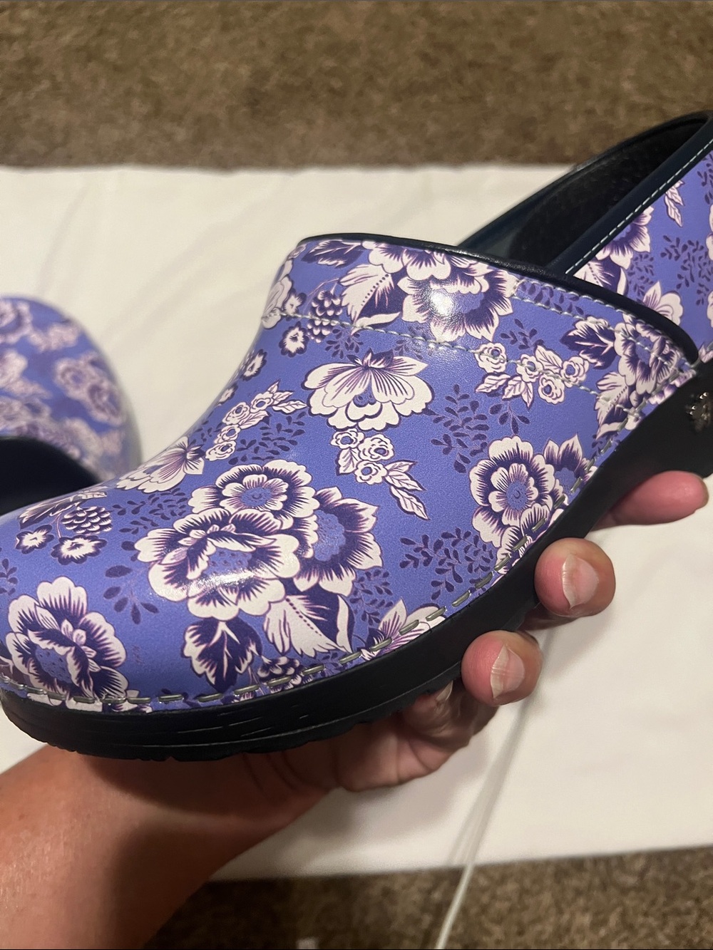Sanita the original Danish clogs purple floral. - Picture 2 of 8